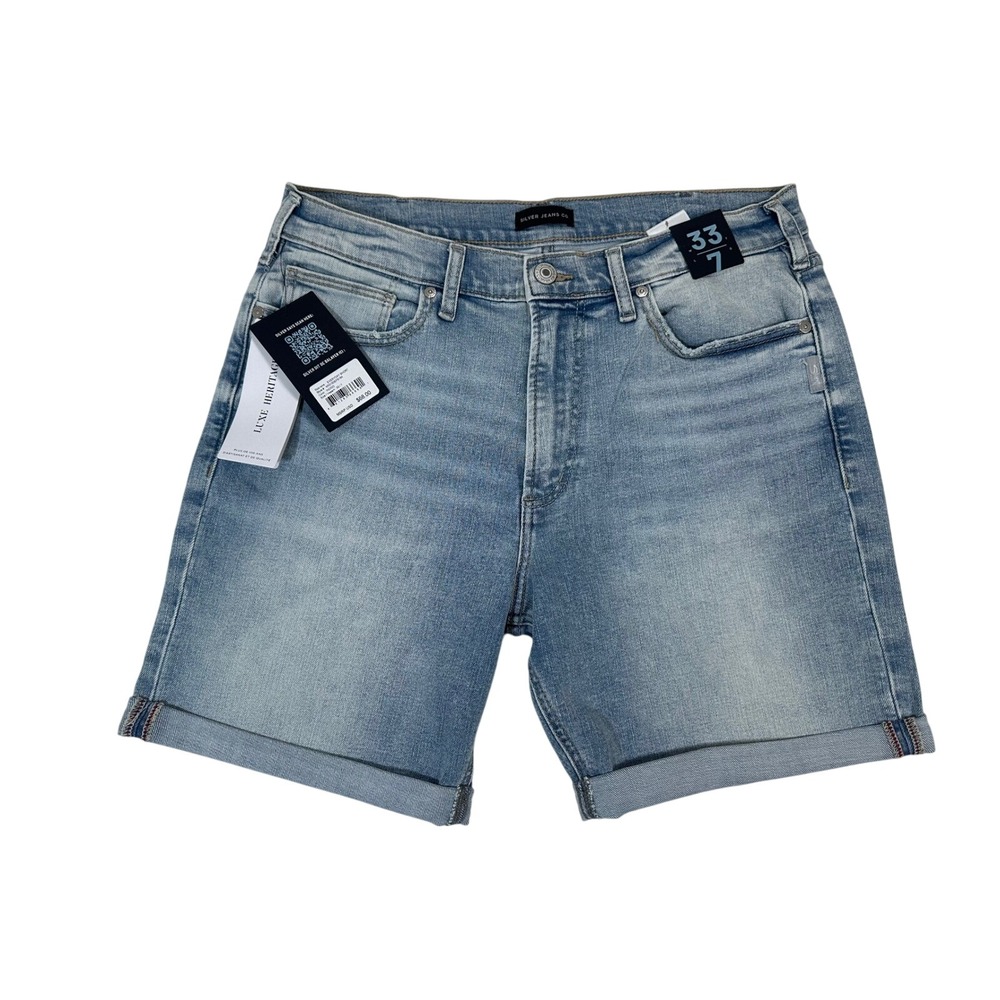 Silver Jeans Co. Mens Everyday Denim Shorts Indigo‎ Blue Cuffed Size 33